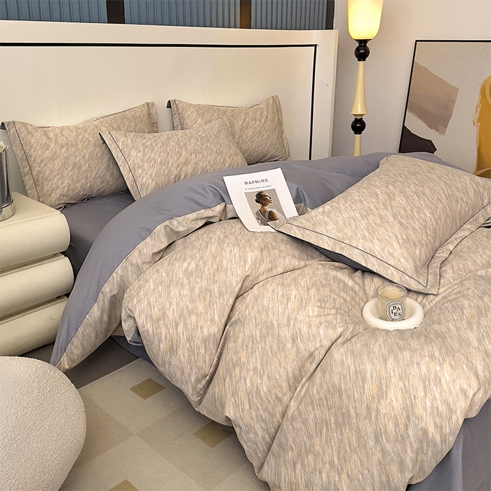 91家纺网 家纺一手货源 找家纺 优品阁 2024新款亲肤舒适全棉磨毛四件套学生三件套系列  阿华田-灰