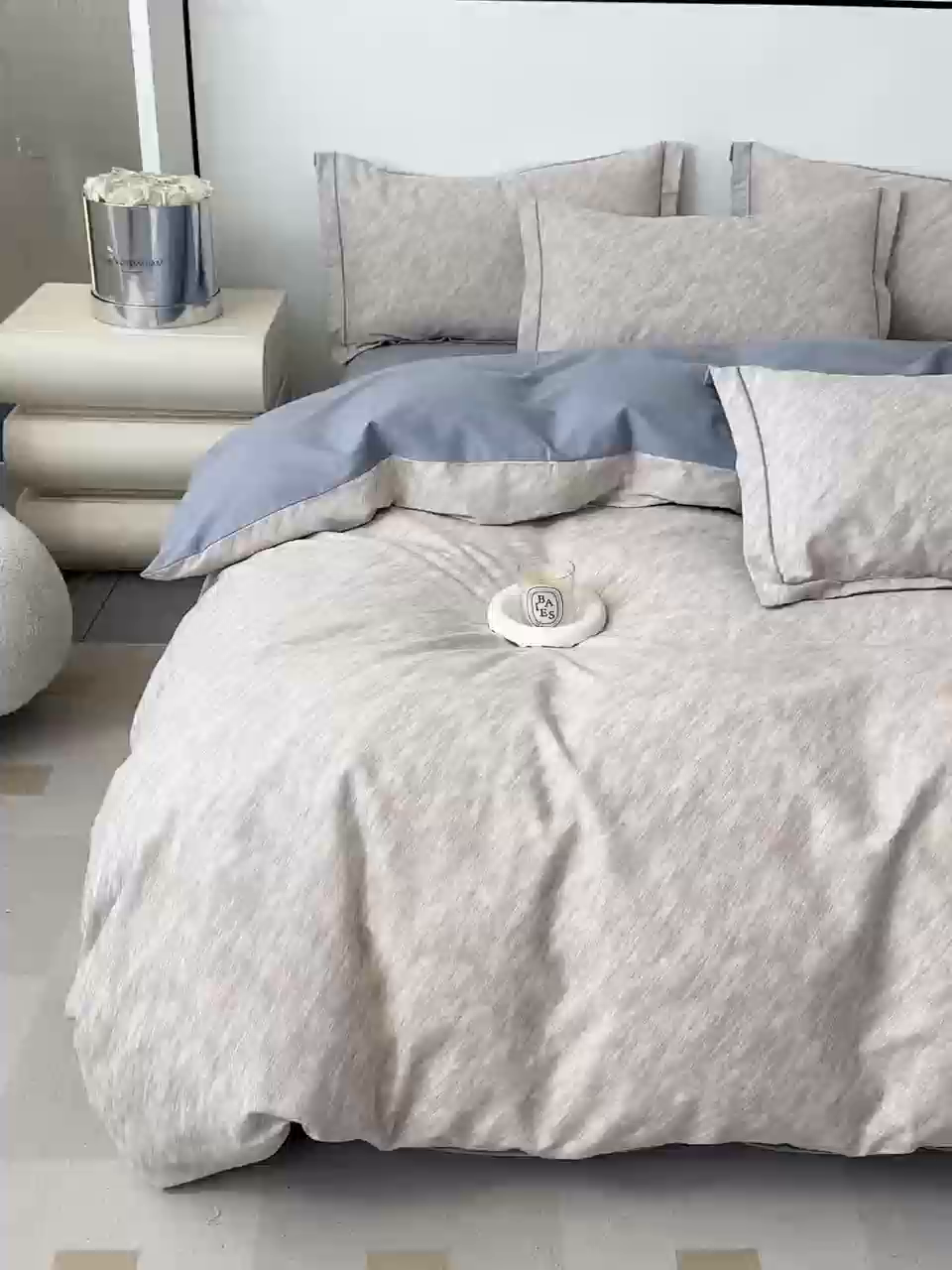 91家纺网 家纺一手货源 找家纺 优品阁 2024新款亲肤舒适全棉磨毛四件套学生三件套系列  阿华田-灰