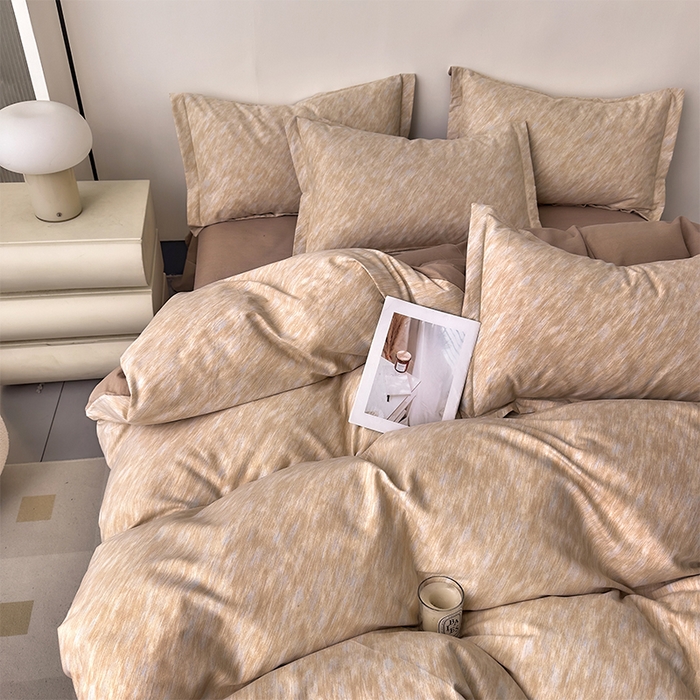 91家纺网 家纺一手货源 找家纺 优品阁 2024新款亲肤舒适全棉磨毛四件套学生三件套系列  阿华田-咖