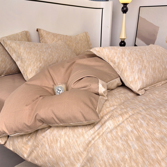 91家纺网 家纺一手货源 找家纺 优品阁 2024新款亲肤舒适全棉磨毛四件套学生三件套系列  阿华田-咖