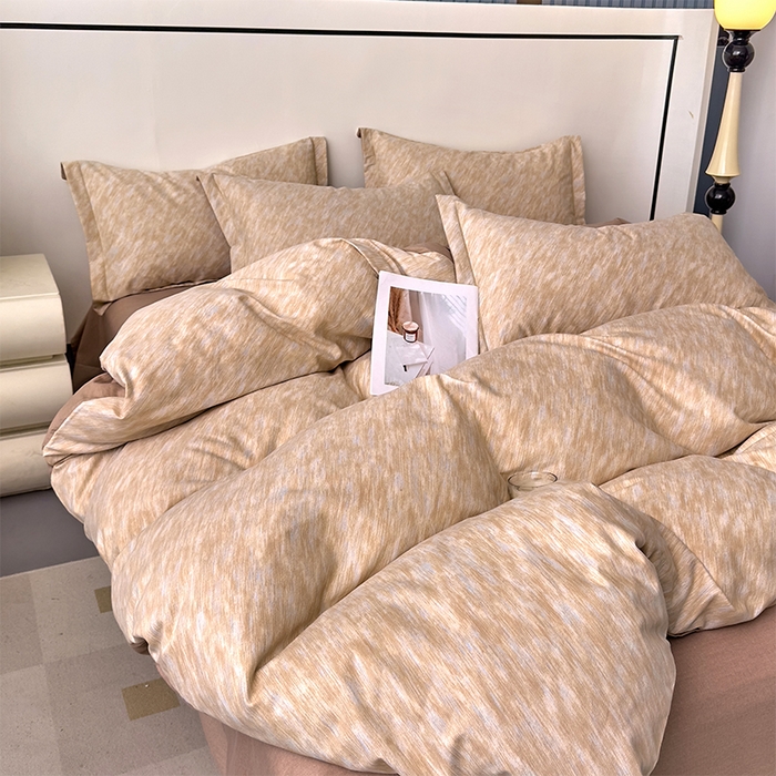 91家纺网 家纺一手货源 找家纺 优品阁 2024新款亲肤舒适全棉磨毛四件套学生三件套系列  阿华田-咖