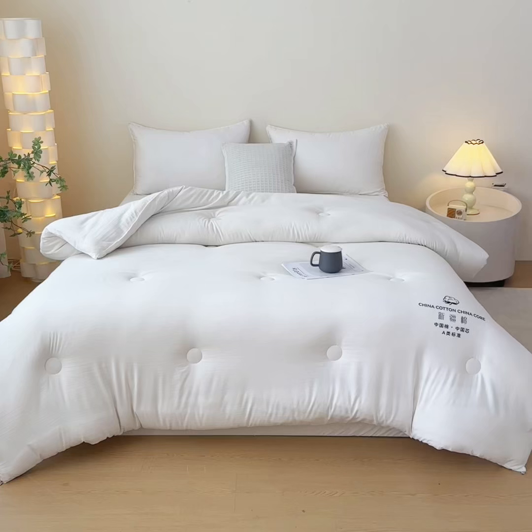 91家纺网 家纺一手货源 找家纺 承柔家纺 2025新款水洗棉棉花被 白色