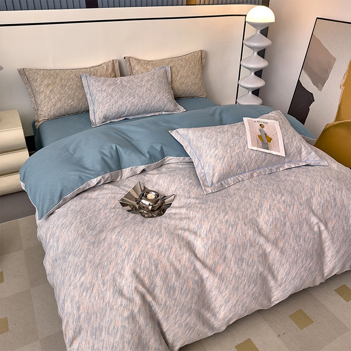 91家纺网 家纺一手货源 找家纺 优品阁 2024新款亲肤舒适全棉磨毛四件套学生三件套系列 阿华田-蓝