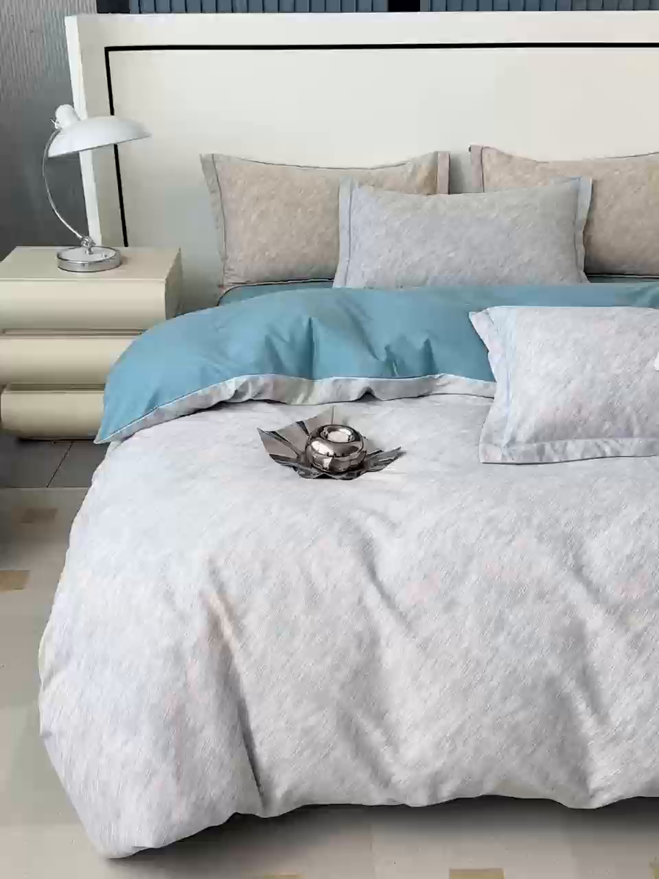 91家纺网 家纺一手货源 找家纺 优品阁 2024新款亲肤舒适全棉磨毛四件套学生三件套系列 阿华田-蓝