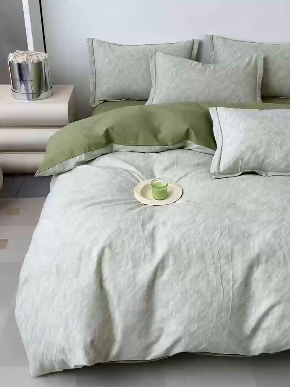 91家纺网 家纺一手货源 找家纺 优品阁 2024新款亲肤舒适全棉磨毛四件套学生三件套系列 阿华田-绿