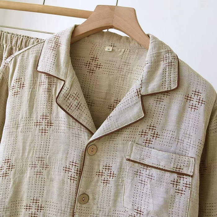 91家纺网 家纺一手货源 找家纺 （总）2025新款色织男长套水洗复古井洛花