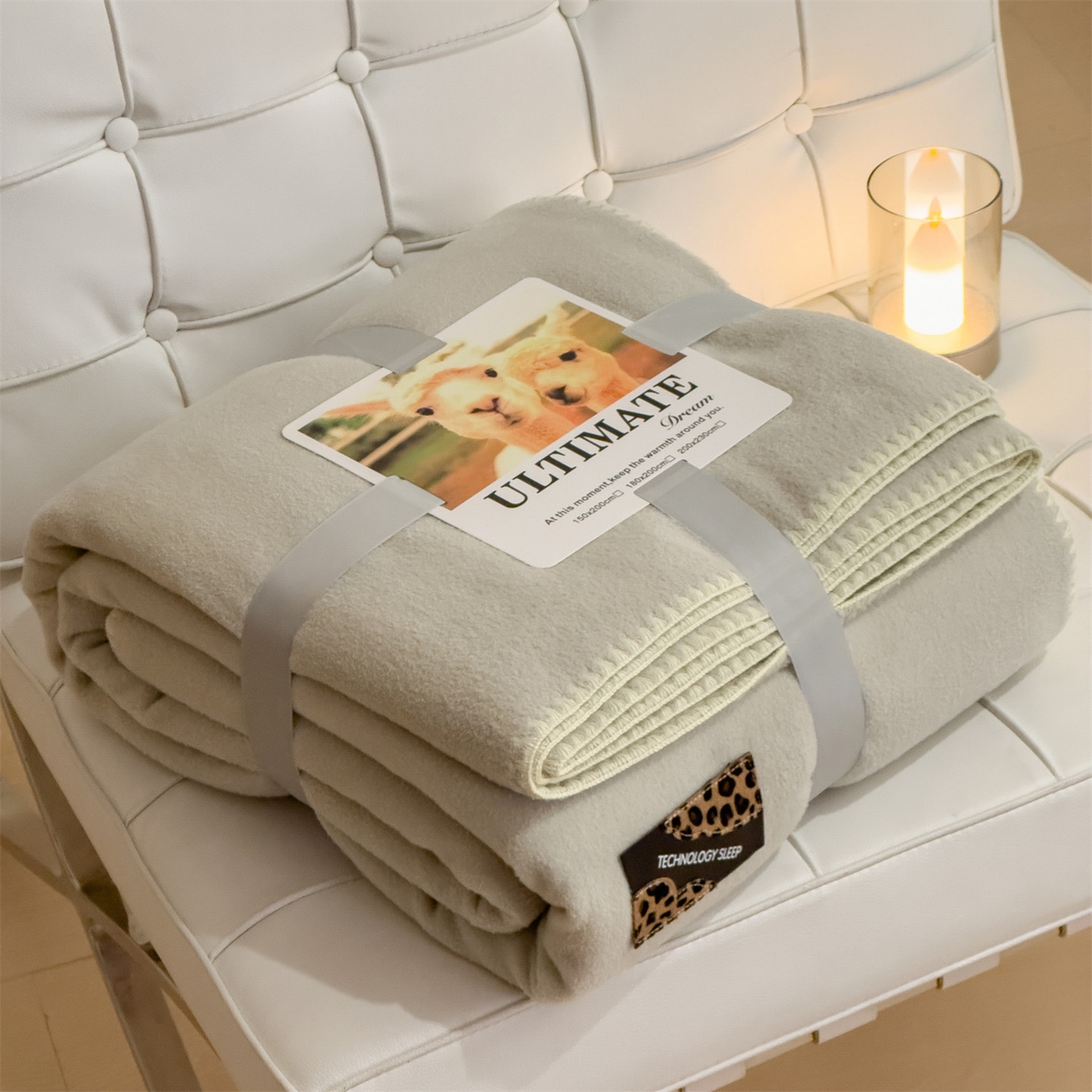 丝幔家纺 2025新款A类羊棉绒原创设计毛毯系列 叶绿