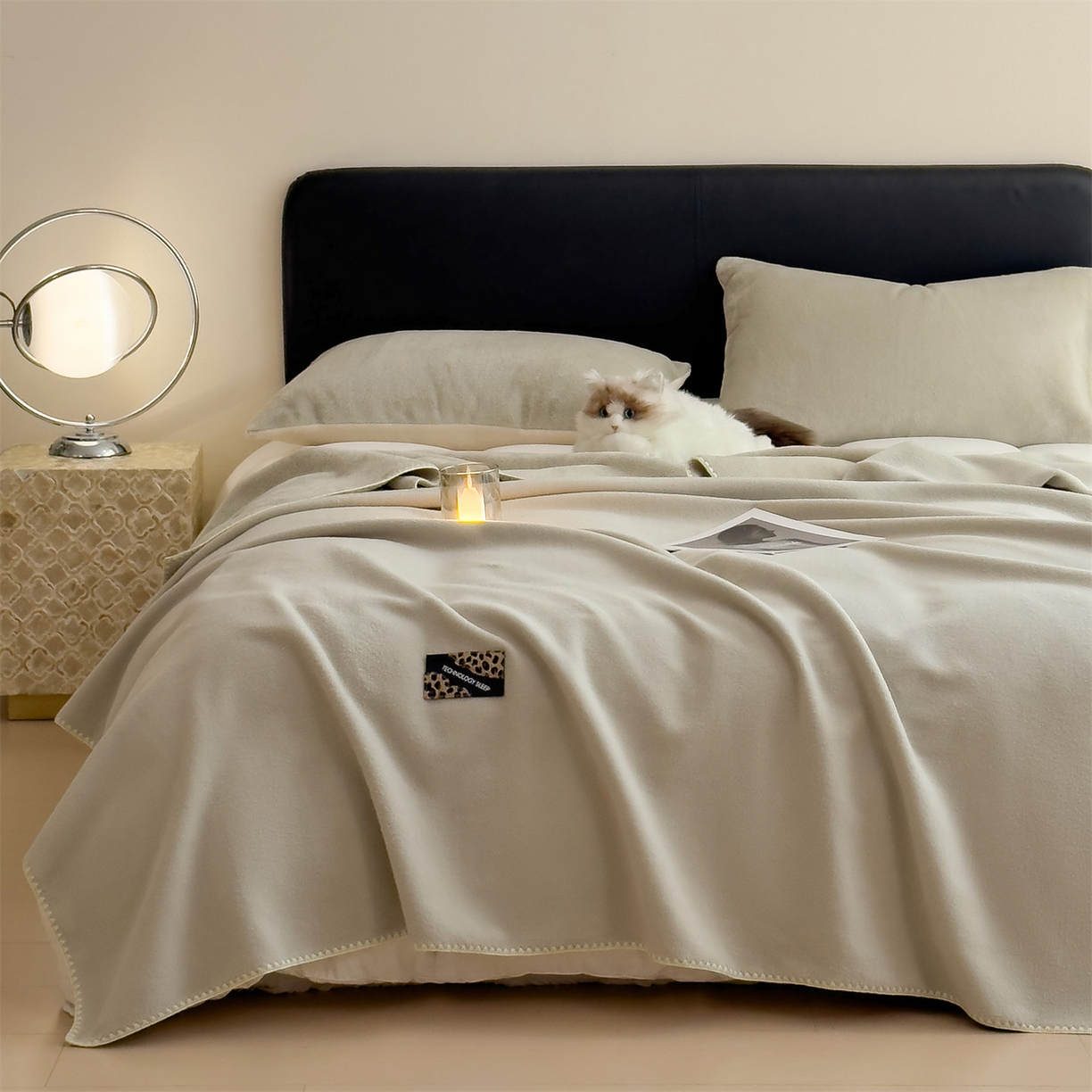 91家纺网 家纺一手货源 找家纺 丝幔家纺 2025新款A类羊棉绒原创设计毛毯系列 叶绿