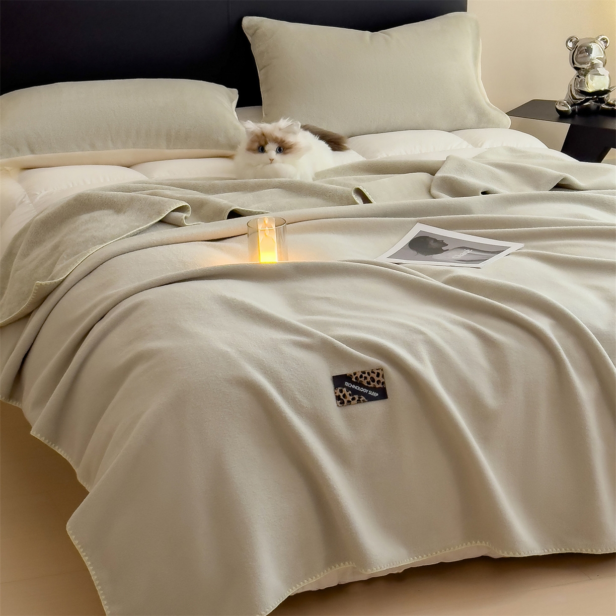 91家纺网 家纺一手货源 找家纺 丝幔家纺 2025新款A类羊棉绒原创设计毛毯系列 叶绿