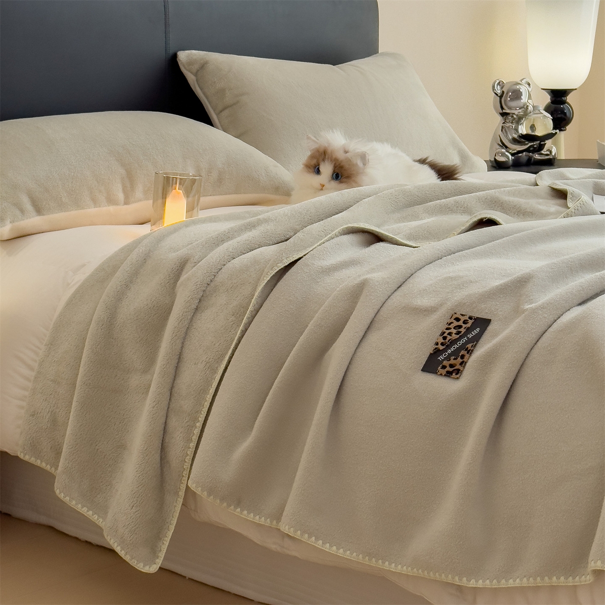 91家纺网 家纺一手货源 找家纺 丝幔家纺 2025新款A类羊棉绒原创设计毛毯系列 叶绿