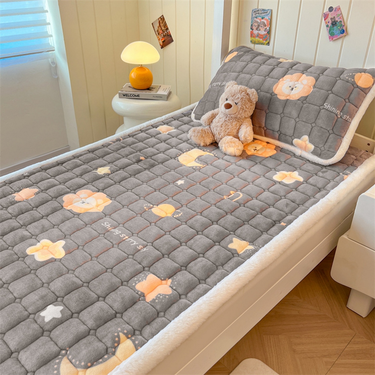 91家纺网 家纺一手货源 找家纺 （总）喜居 2025新款印花牛奶绒夹棉床褥垫床垫子褥子