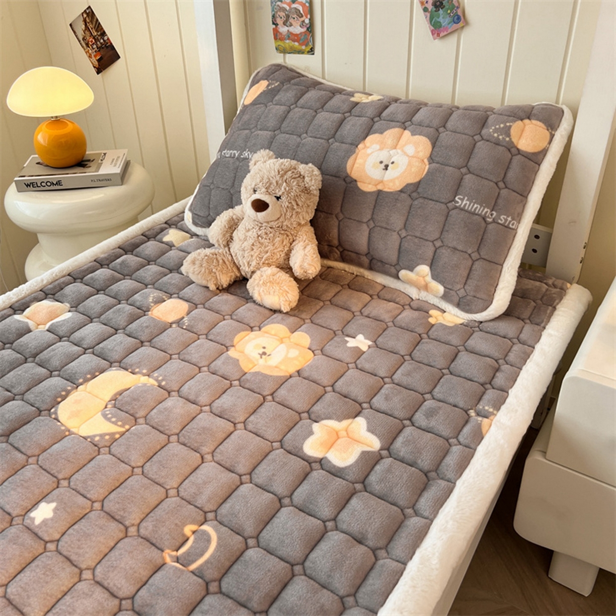 91家纺网 家纺一手货源 找家纺 （总）喜居 2025新款印花牛奶绒夹棉床褥垫床垫子褥子