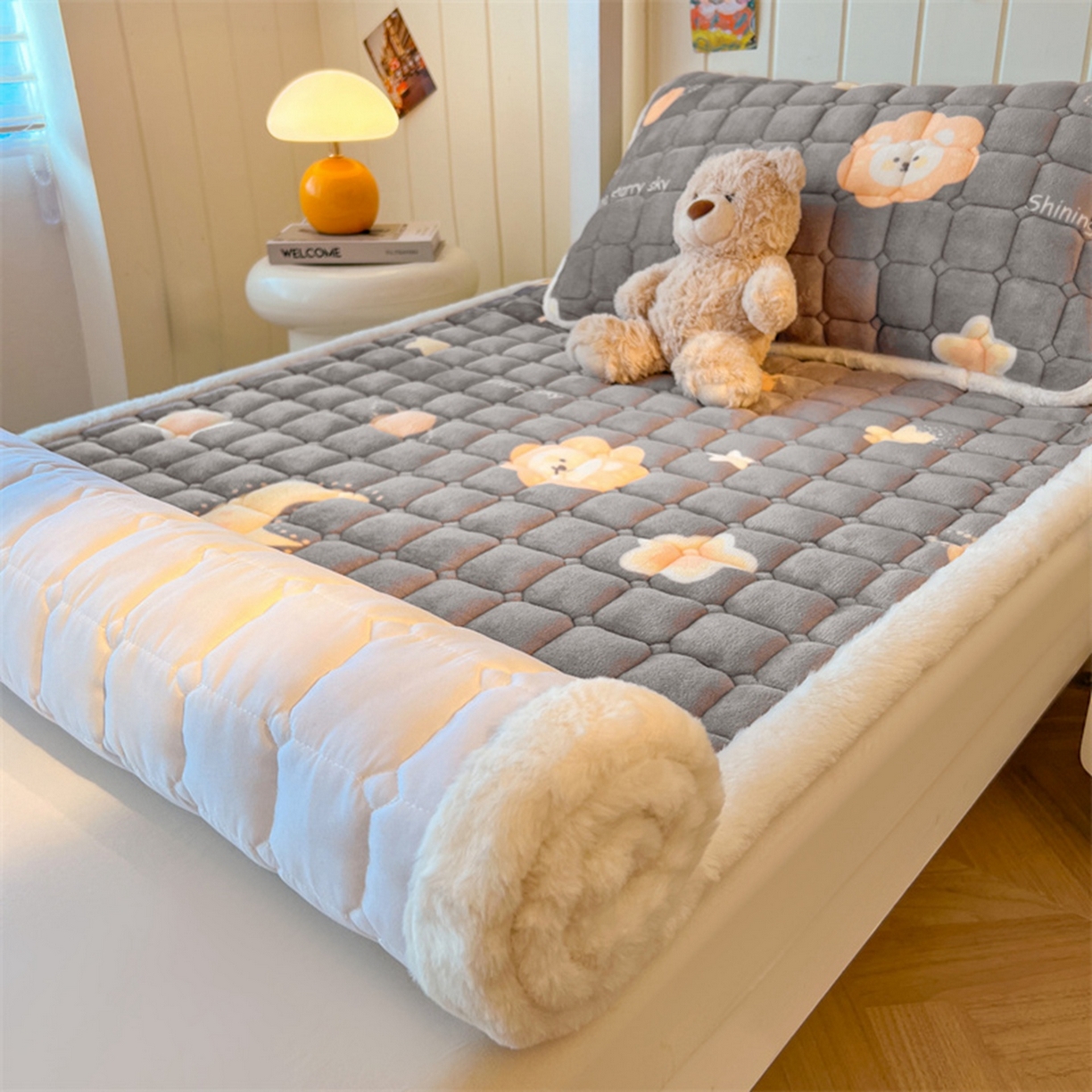 91家纺网 家纺一手货源 找家纺 （总）喜居 2025新款印花牛奶绒夹棉床褥垫床垫子褥子
