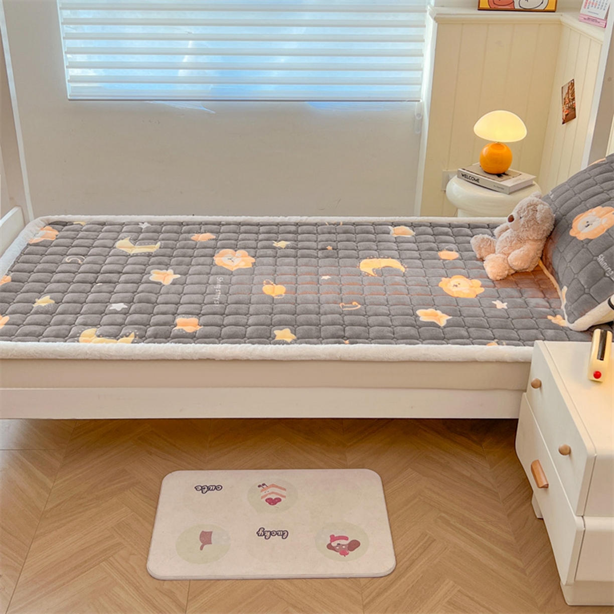 91家纺网 家纺一手货源 找家纺 （总）喜居 2025新款印花牛奶绒夹棉床褥垫床垫子褥子