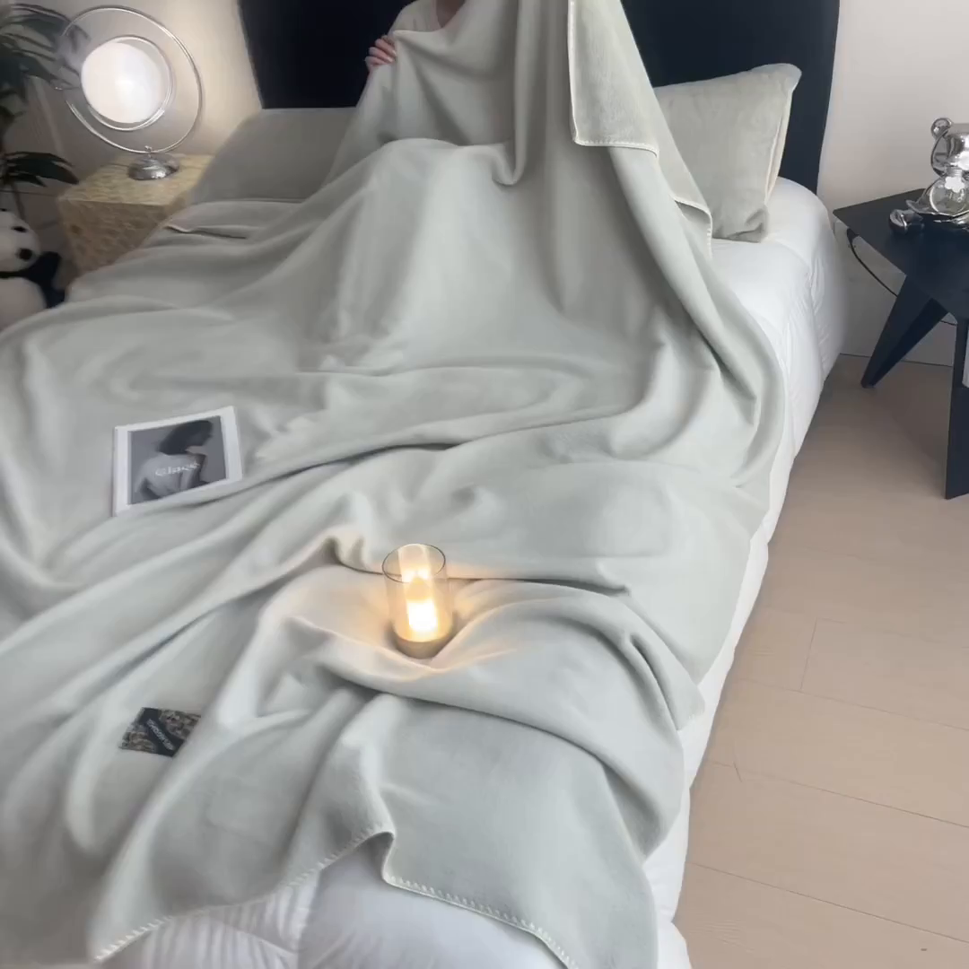 91家纺网 家纺一手货源 找家纺 丝幔家纺 2025新款A类羊棉绒原创设计毛毯系列 叶绿