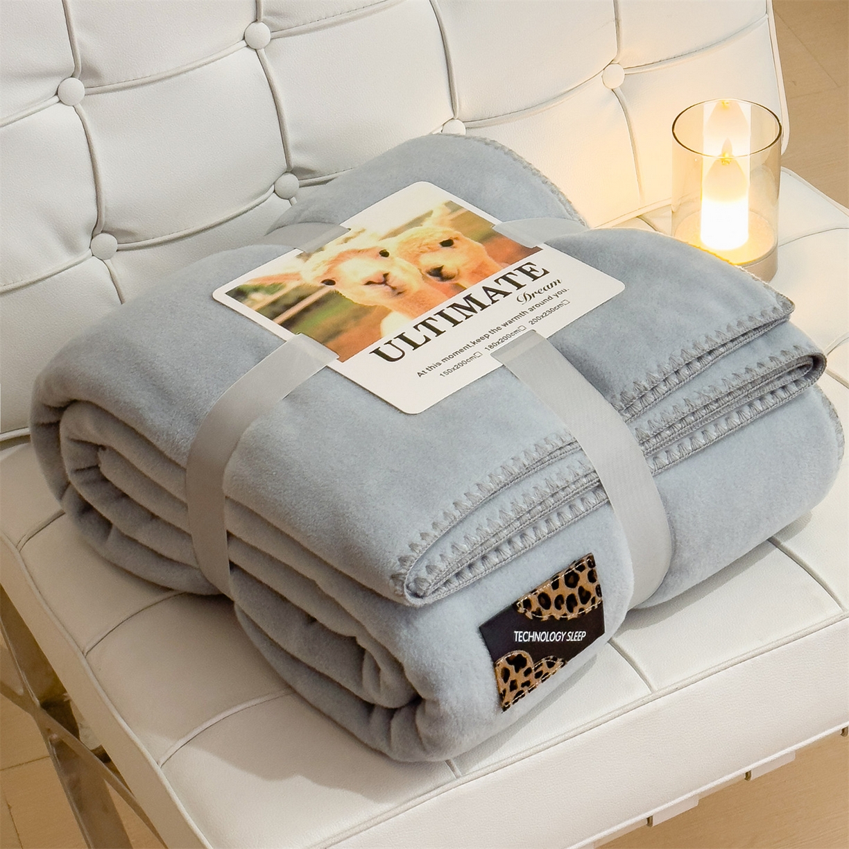 丝幔家纺 2025新款A类羊棉绒原创设计毛毯系列 湖蓝