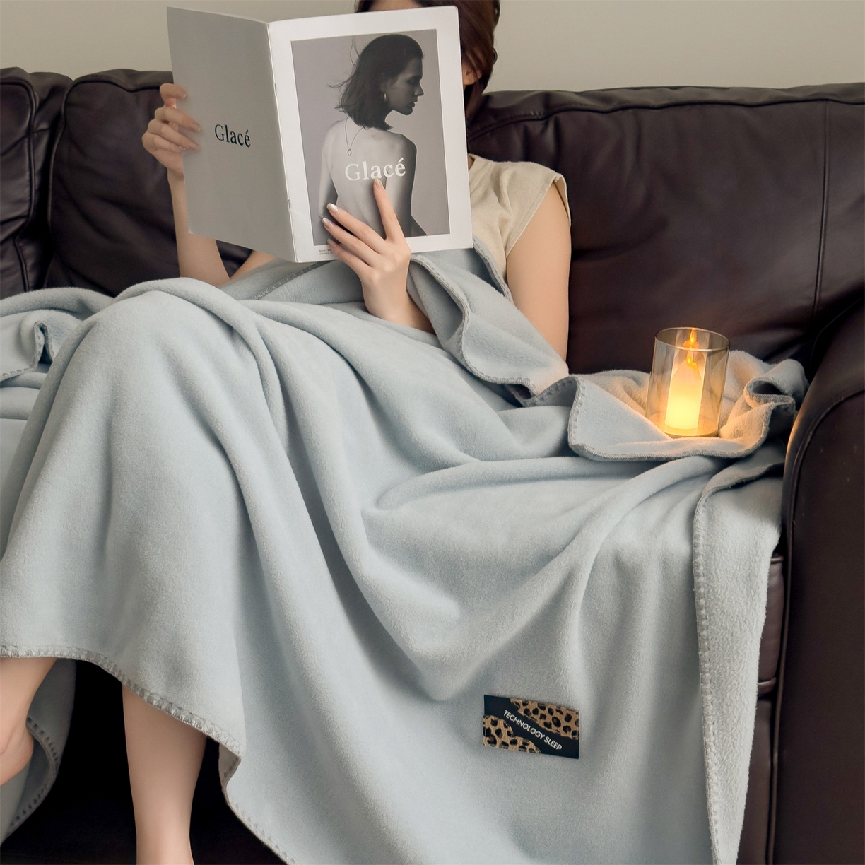 91家纺网 家纺一手货源 找家纺 丝幔家纺 2025新款A类羊棉绒原创设计毛毯系列 湖蓝