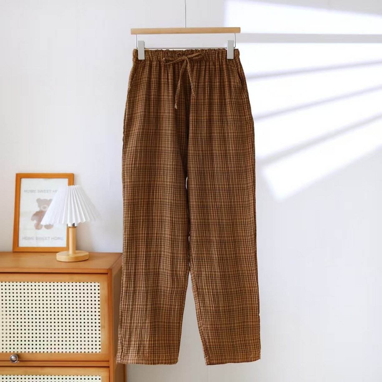 91家纺网 家纺一手货源 找家纺 （总）双梦毛巾 2025新款田园个情侣色织长裤