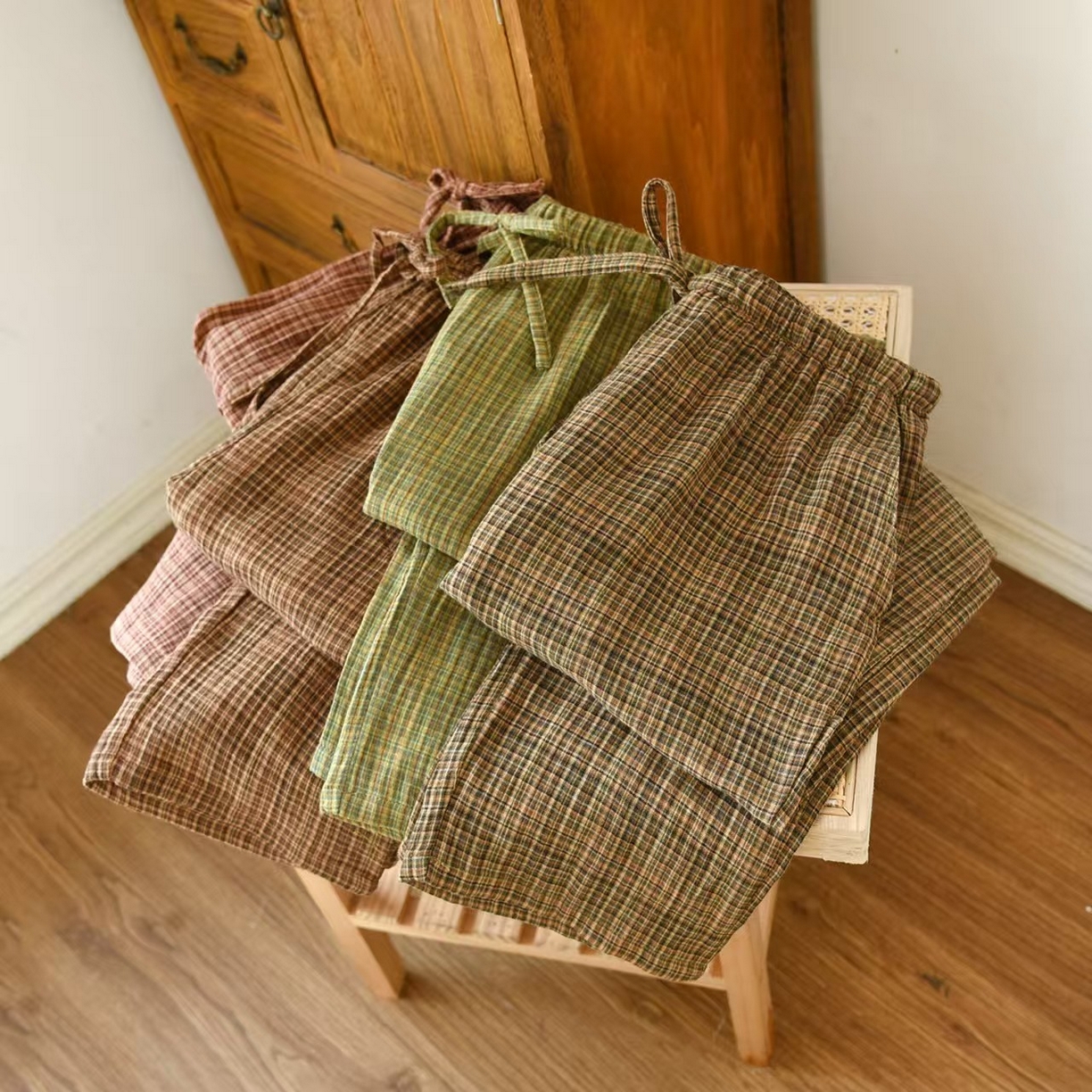 91家纺网 家纺一手货源 找家纺 （总）双梦毛巾 2025新款田园个情侣色织长裤