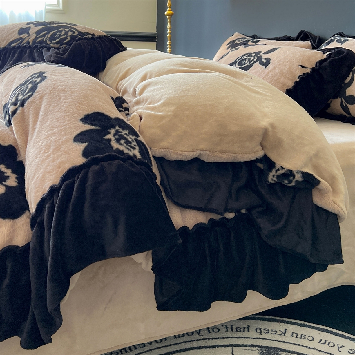 91家纺网 家纺一手货源 找家纺 （总）奥裕家纺 2025新款法式兔毛印花四件套