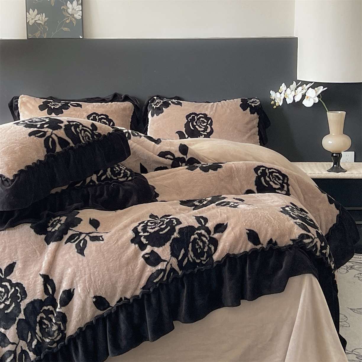 91家纺网 家纺一手货源 找家纺 （总）奥裕家纺 2025新款法式兔毛印花四件套