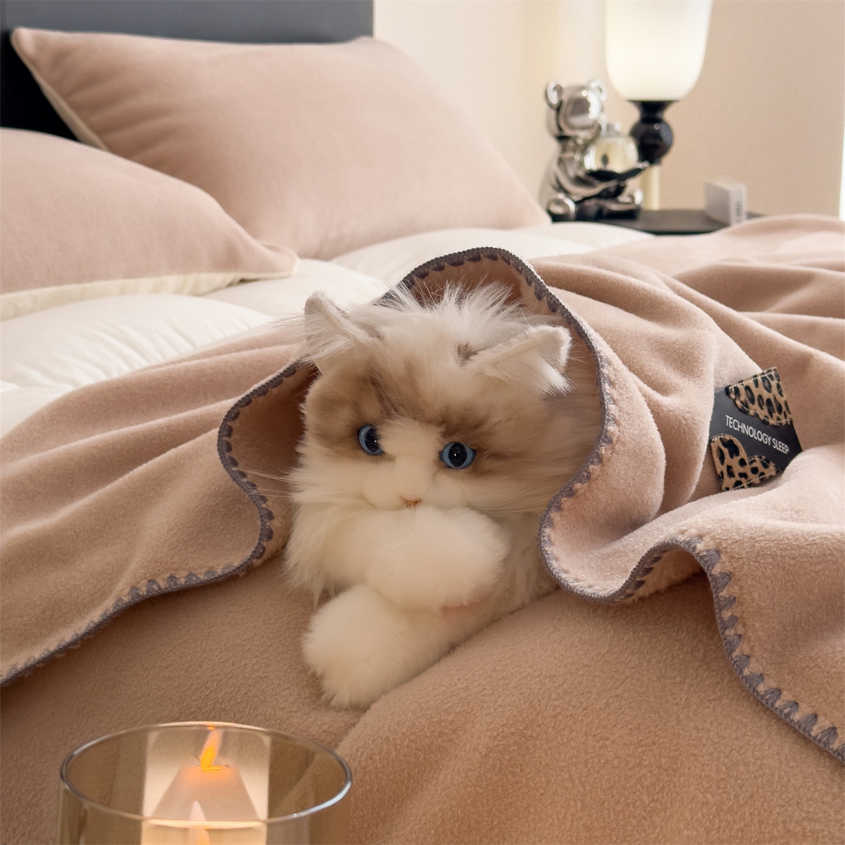 91家纺网 家纺一手货源 找家纺 丝幔家纺 2025新款A类羊棉绒原创设计毛毯系列 奶咖