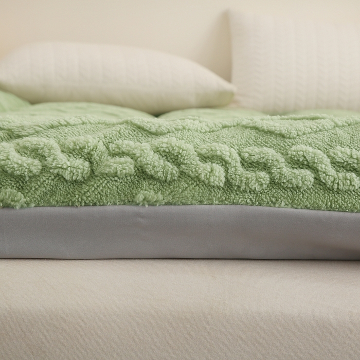 91家纺网 家纺一手货源 找家纺 承柔家纺 2025年新款加厚塔芙绒床垫床褥垫子 绿色