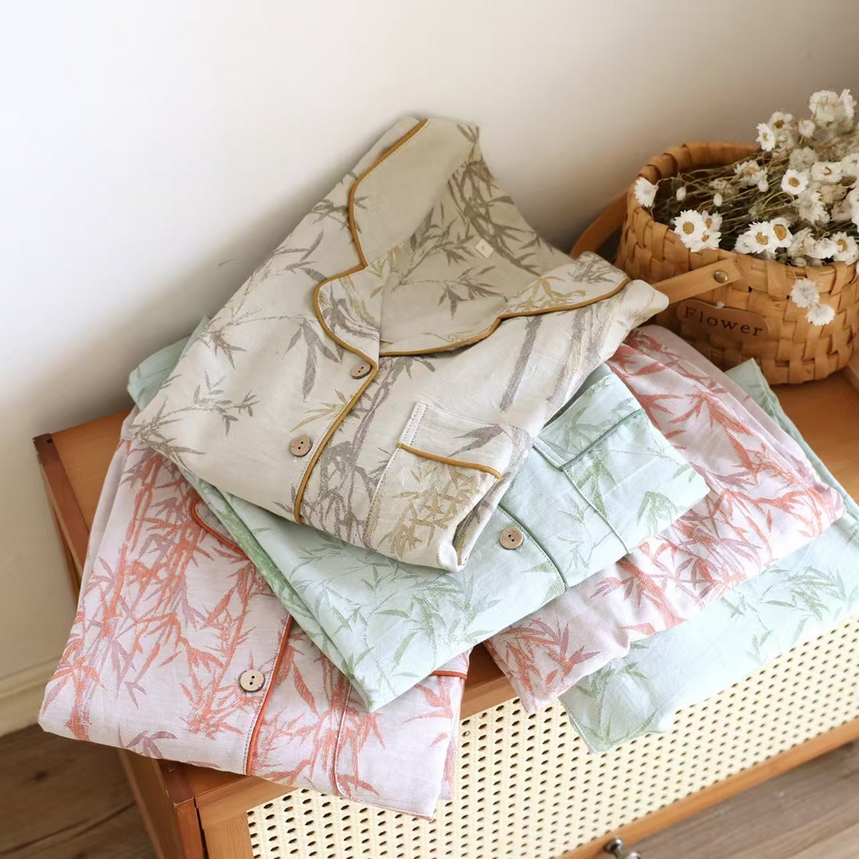 91家纺网 家纺一手货源 找家纺 （总）双梦毛巾 2025新款色织女长套复古单层提花60纱 富贵