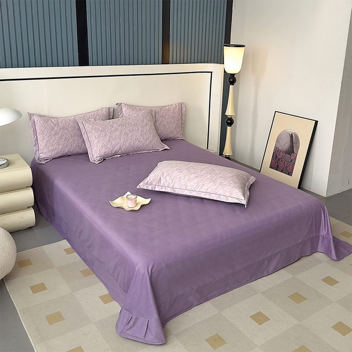 91家纺网 家纺一手货源 找家纺 优品阁 2024新款亲肤舒适全棉磨毛四件套学生三件套系列 阿华田-紫