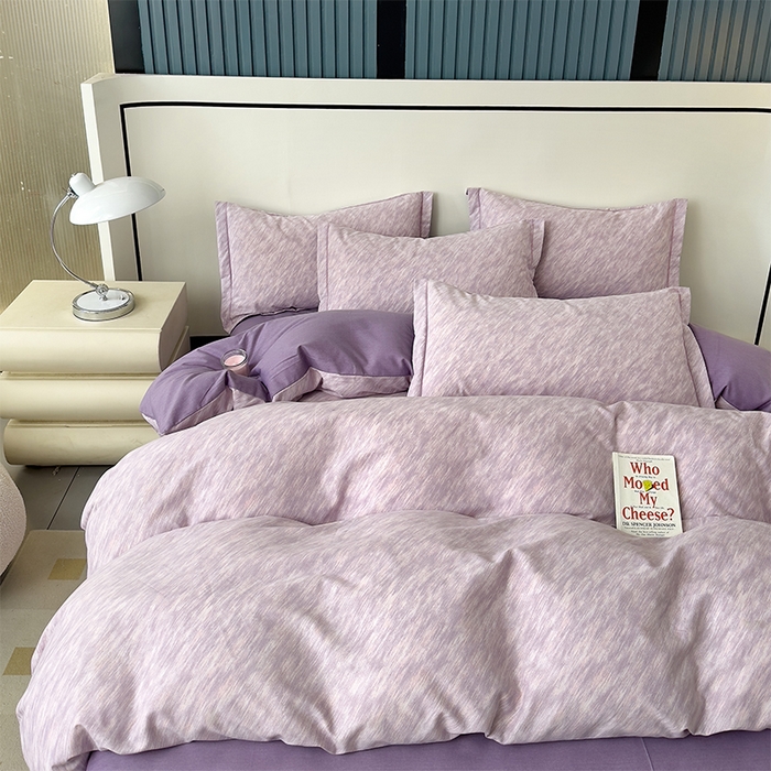 91家纺网 家纺一手货源 找家纺 优品阁 2024新款亲肤舒适全棉磨毛四件套学生三件套系列 阿华田-紫