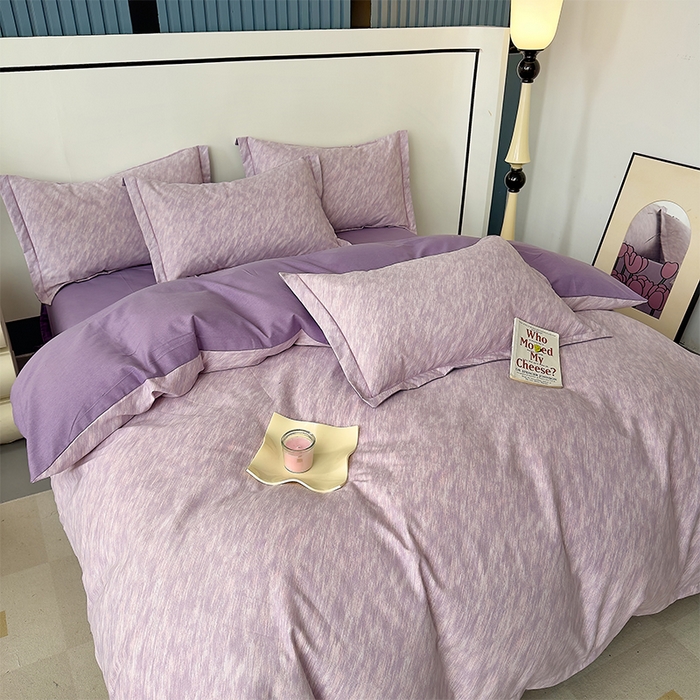 91家纺网 家纺一手货源 找家纺 优品阁 2024新款亲肤舒适全棉磨毛四件套学生三件套系列 阿华田-紫