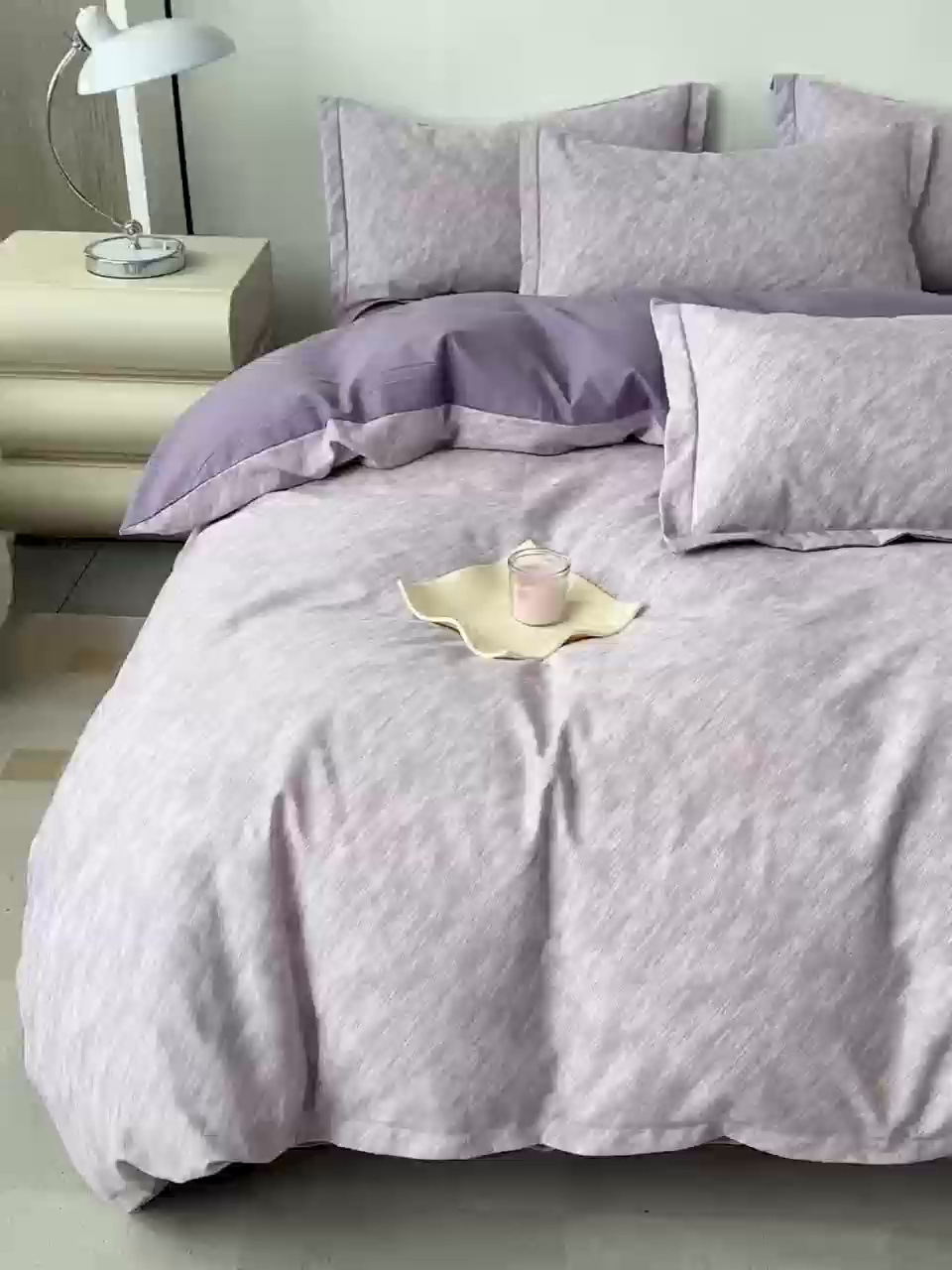 91家纺网 家纺一手货源 找家纺 优品阁 2024新款亲肤舒适全棉磨毛四件套学生三件套系列 阿华田-紫