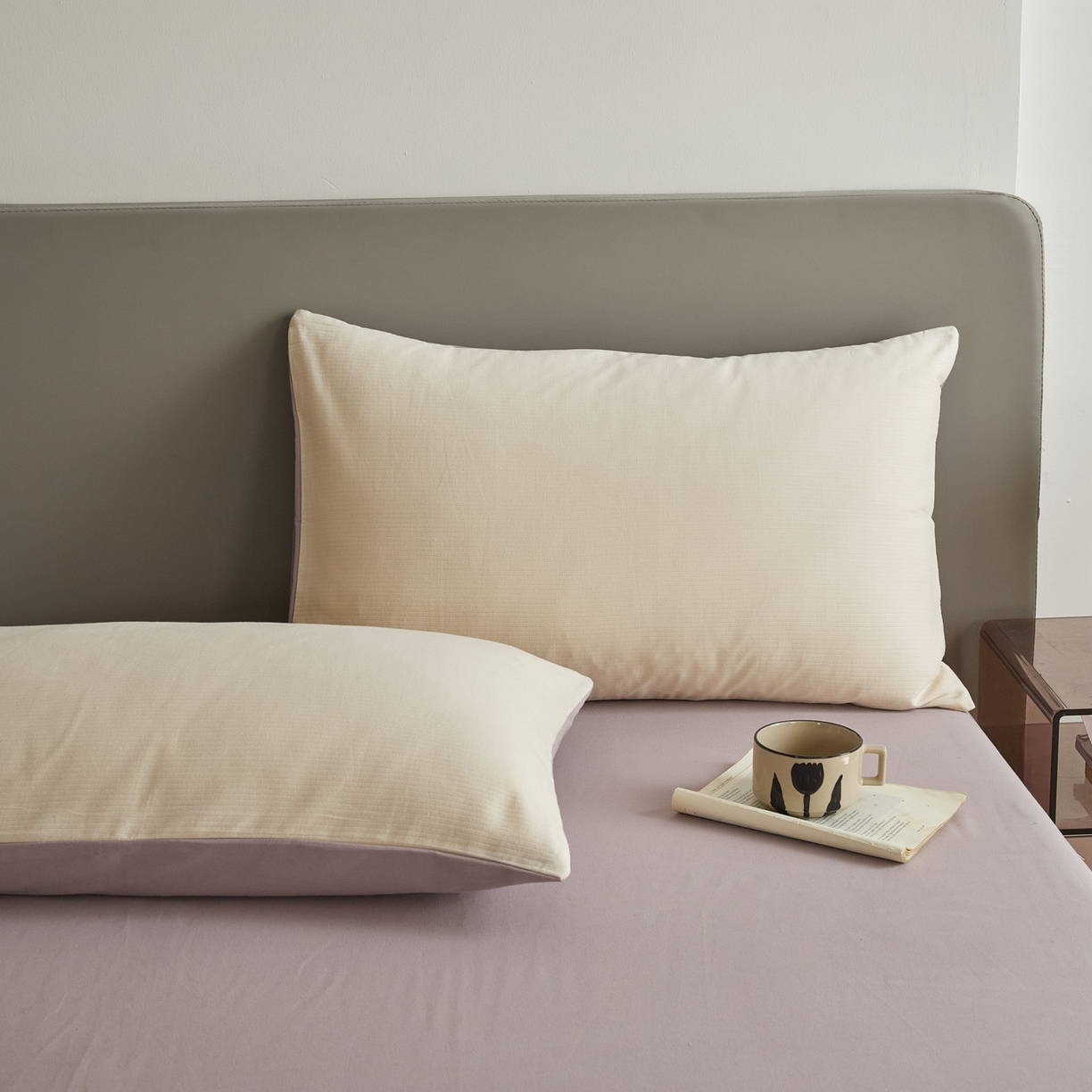 91家纺网 家纺一手货源 找家纺 慕尚家纺 2025新款100s全棉提花磨毛四件套 落日夕照+雪紫色