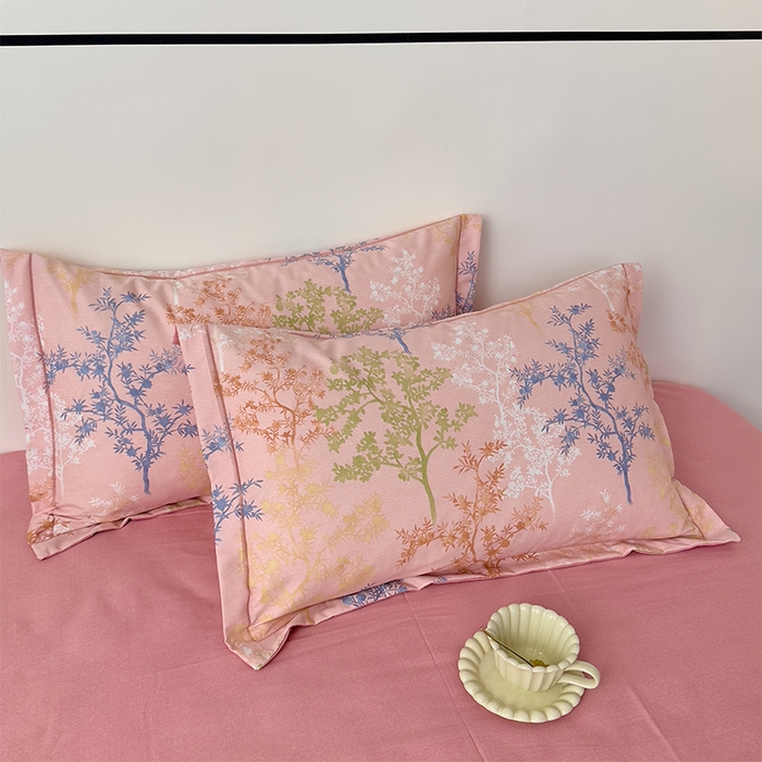 91家纺网 家纺一手货源 找家纺 优品阁 2024新款亲肤舒适全棉磨毛四件套学生三件套系列 暗木幽香-粉