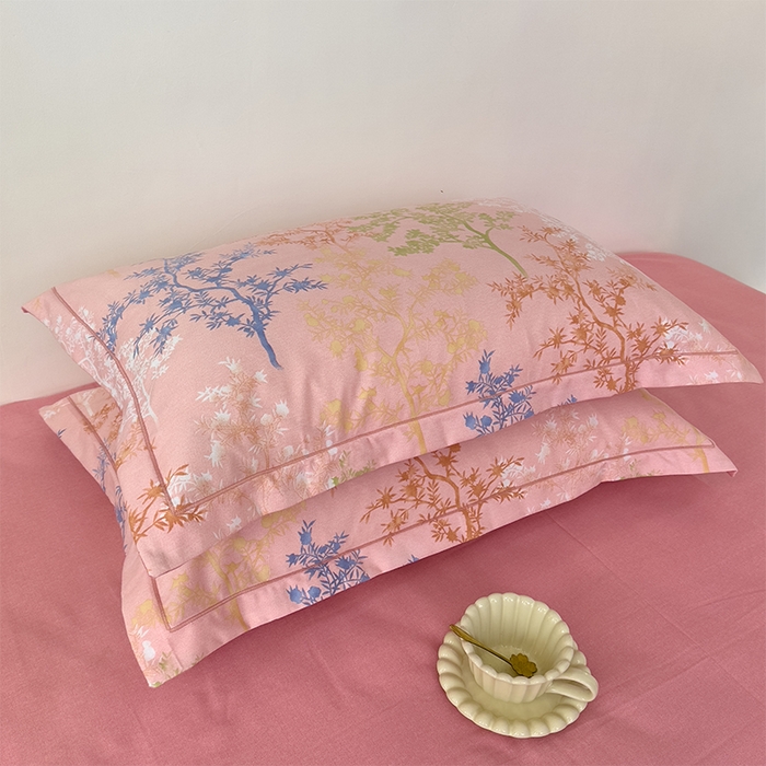 91家纺网 家纺一手货源 找家纺 优品阁 2024新款亲肤舒适全棉磨毛四件套学生三件套系列 暗木幽香-粉