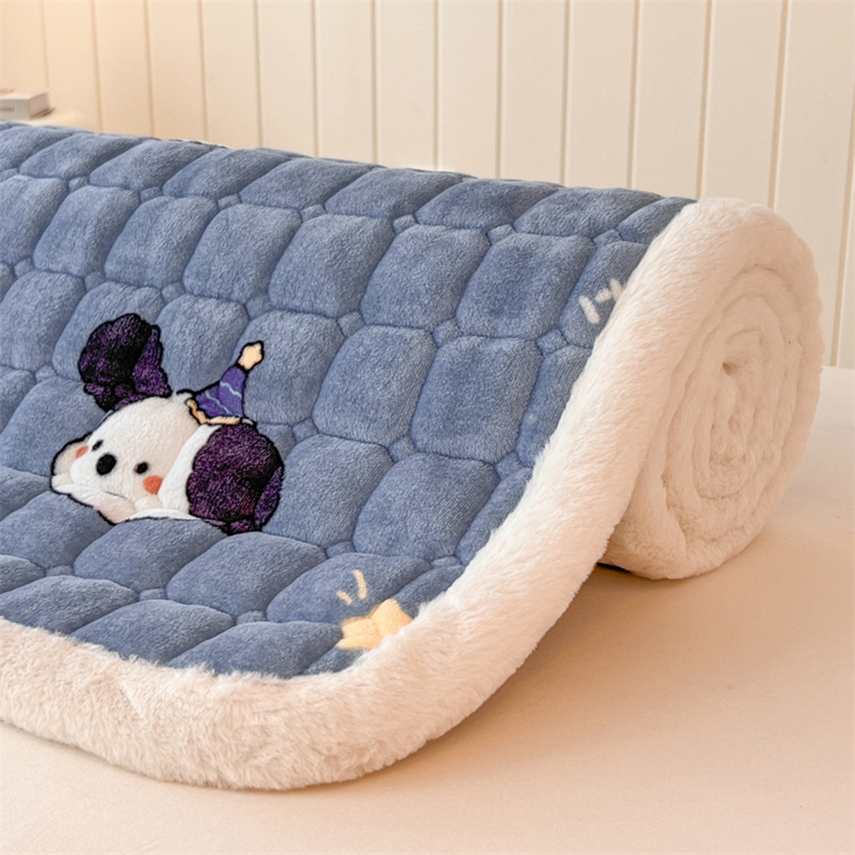 91家纺网 家纺一手货源 找家纺 喜居 2025新款印花牛奶绒夹棉床褥垫床垫子褥子 萌宠星空