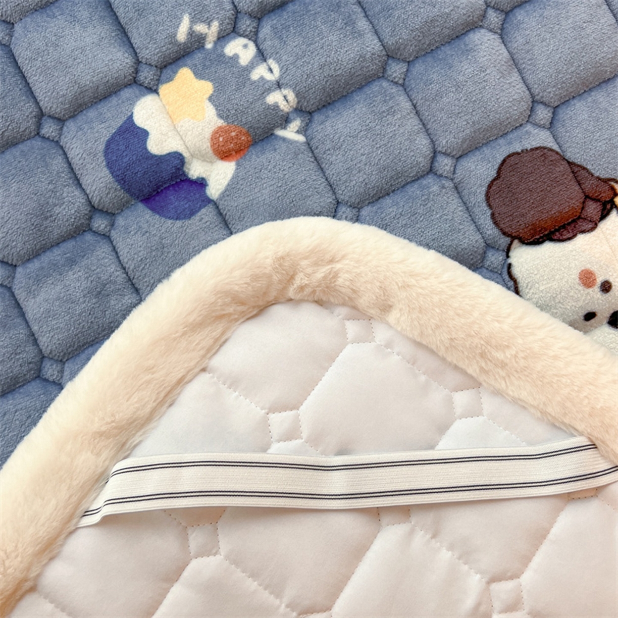91家纺网 家纺一手货源 找家纺 喜居 2025新款印花牛奶绒夹棉床褥垫床垫子褥子 萌宠星空