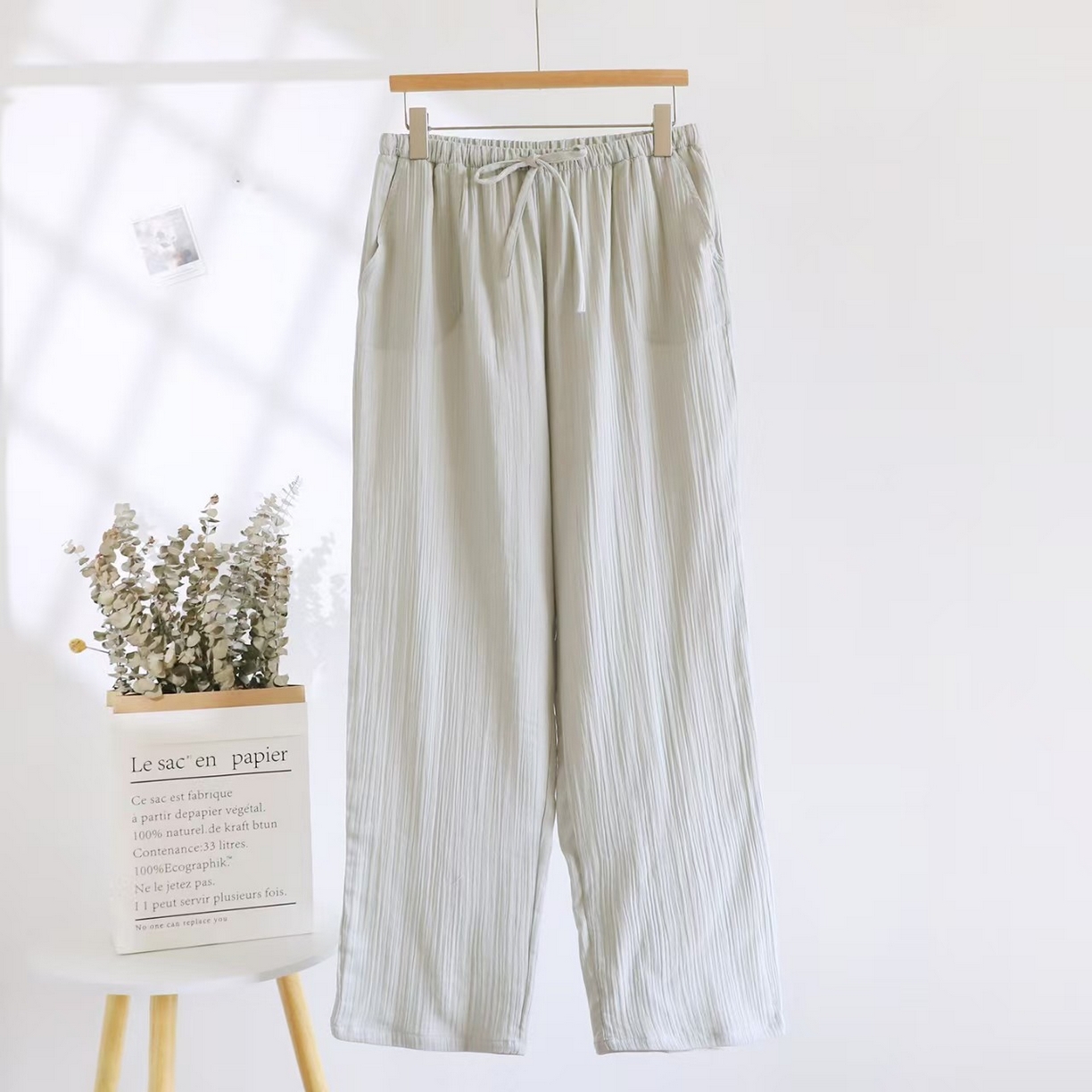 91家纺网 家纺一手货源 找家纺 （总）双梦毛巾 2025新款绉布纯色男长裤