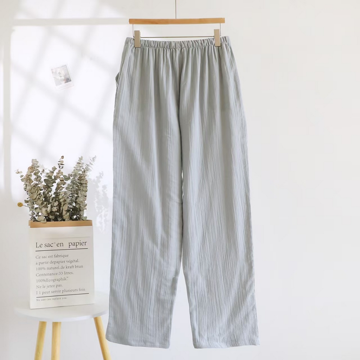 91家纺网 家纺一手货源 找家纺 （总）双梦毛巾 2025新款绉布纯色男长裤