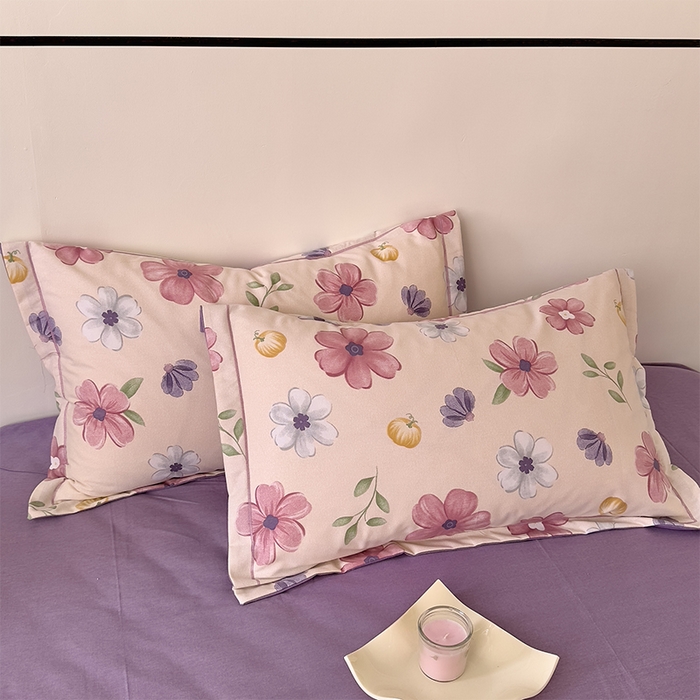 91家纺网 家纺一手货源 找家纺 优品阁 2024新款亲肤舒适全棉磨毛四件套学生三件套系列 好春光-紫