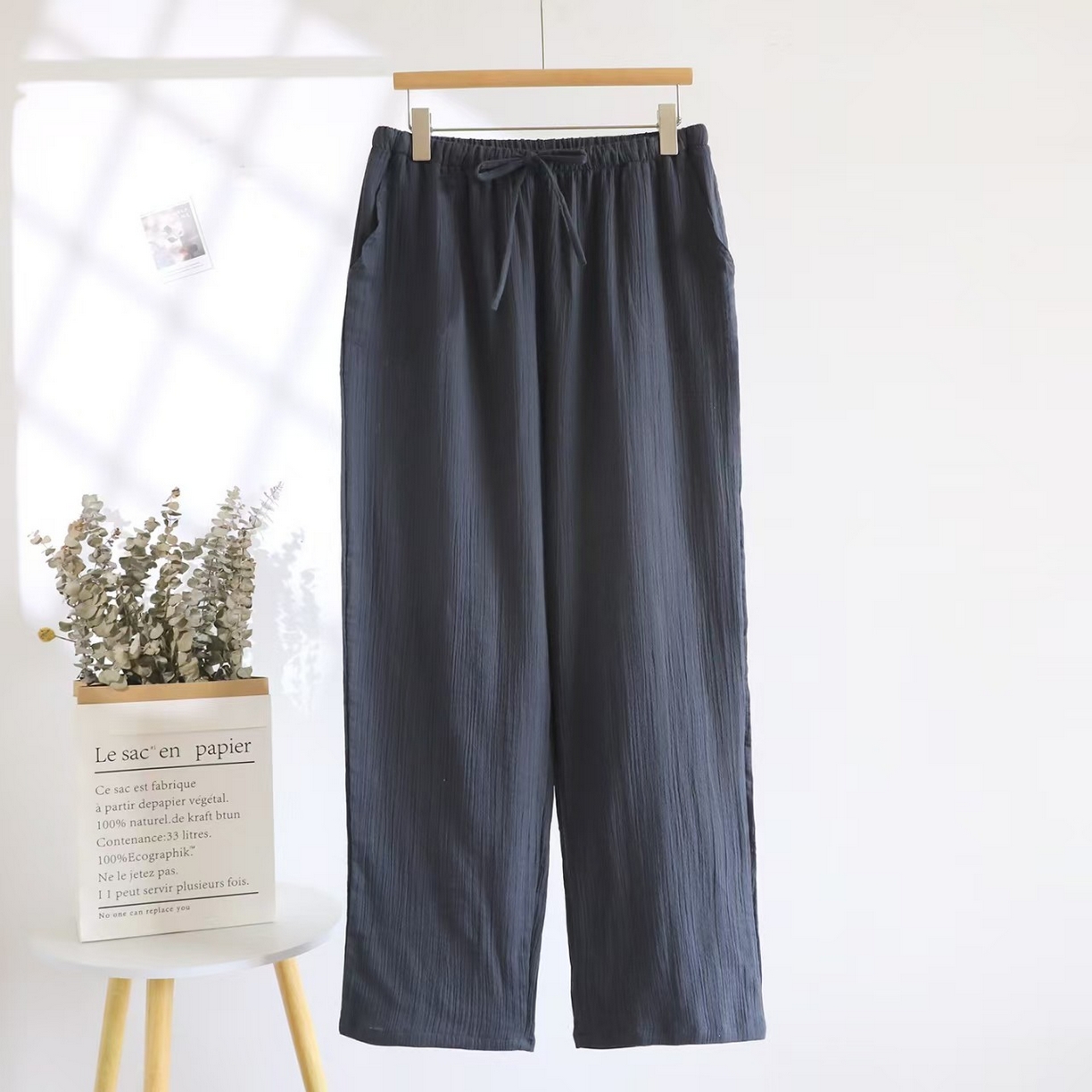 91家纺网 家纺一手货源 找家纺 （总）双梦毛巾 2025新款绉布纯色男长裤