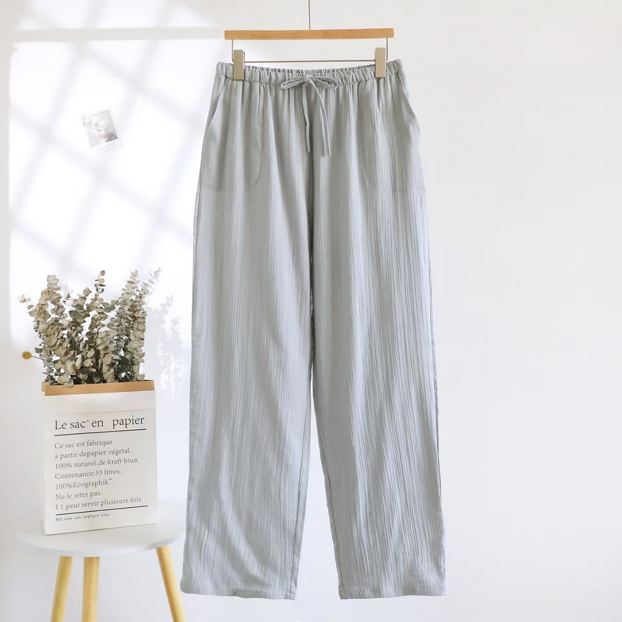 91家纺网 家纺一手货源 找家纺 （总）双梦毛巾 2025新款绉布纯色男长裤