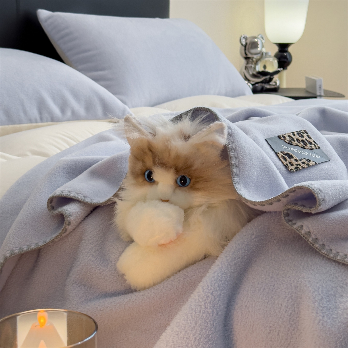 91家纺网 家纺一手货源 找家纺 丝幔家纺 2025新款A类羊棉绒原创设计毛毯系列 天蓝