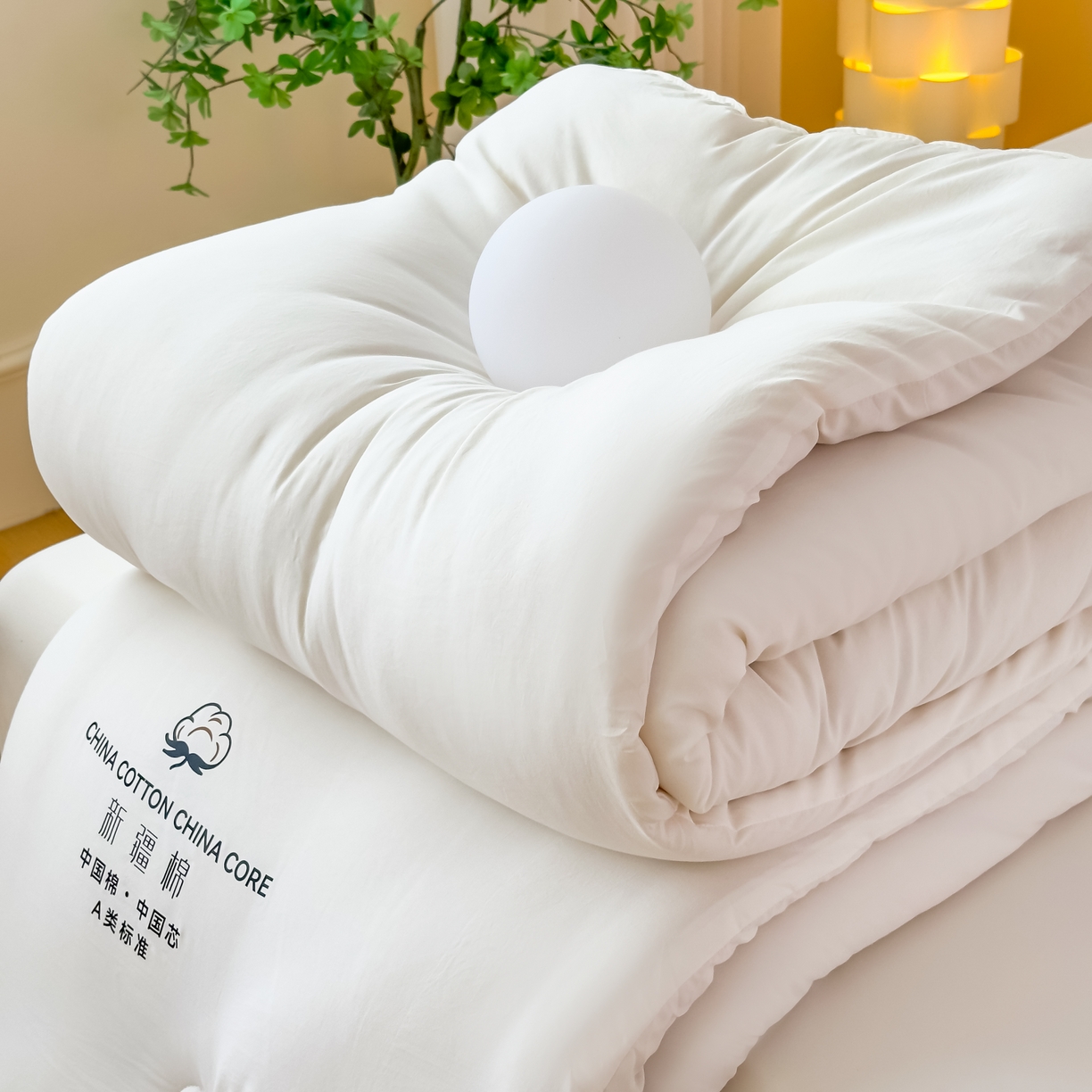 91家纺网 家纺一手货源 找家纺 承柔家纺 2025新款水洗棉棉花被 白色