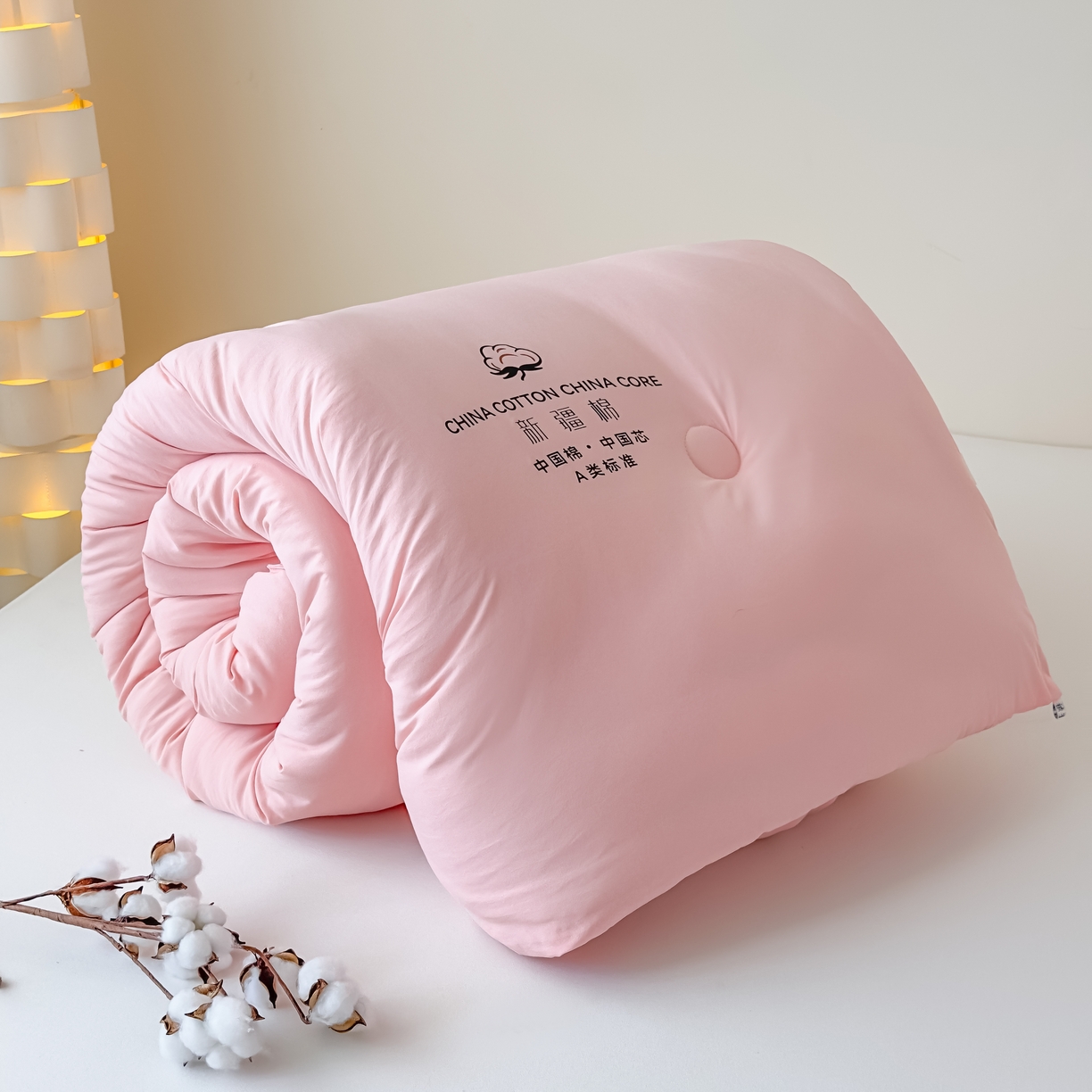 91家纺网 家纺一手货源 找家纺 承柔家纺 2025新款水洗棉棉花被 粉色