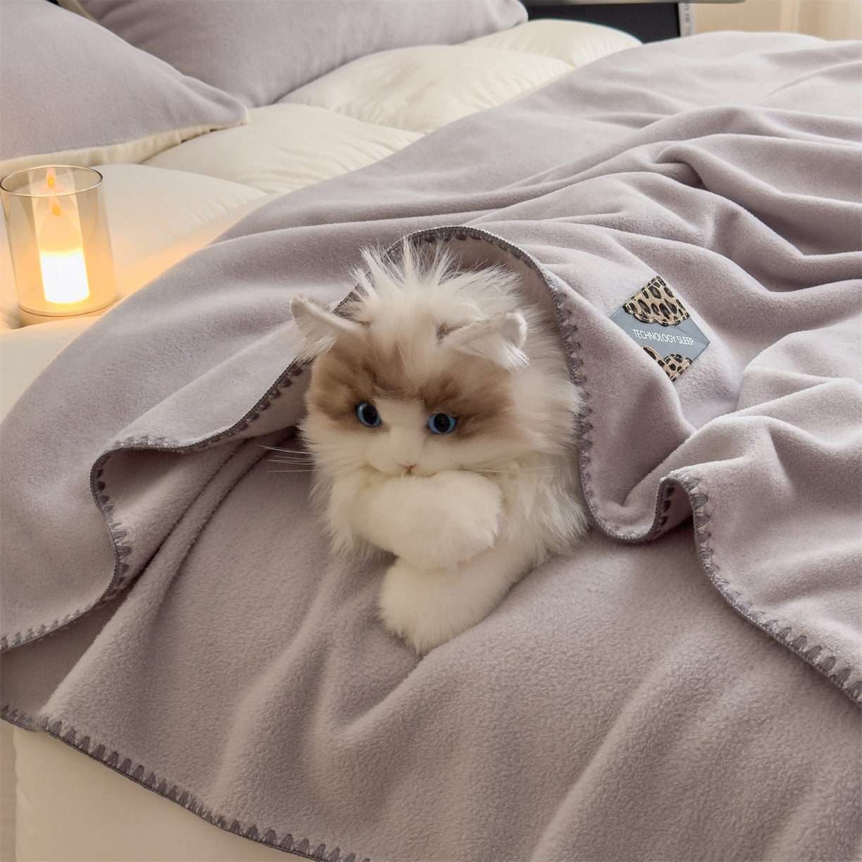 91家纺网 家纺一手货源 找家纺 丝幔家纺 2025新款A类羊棉绒原创设计毛毯系列 银灰