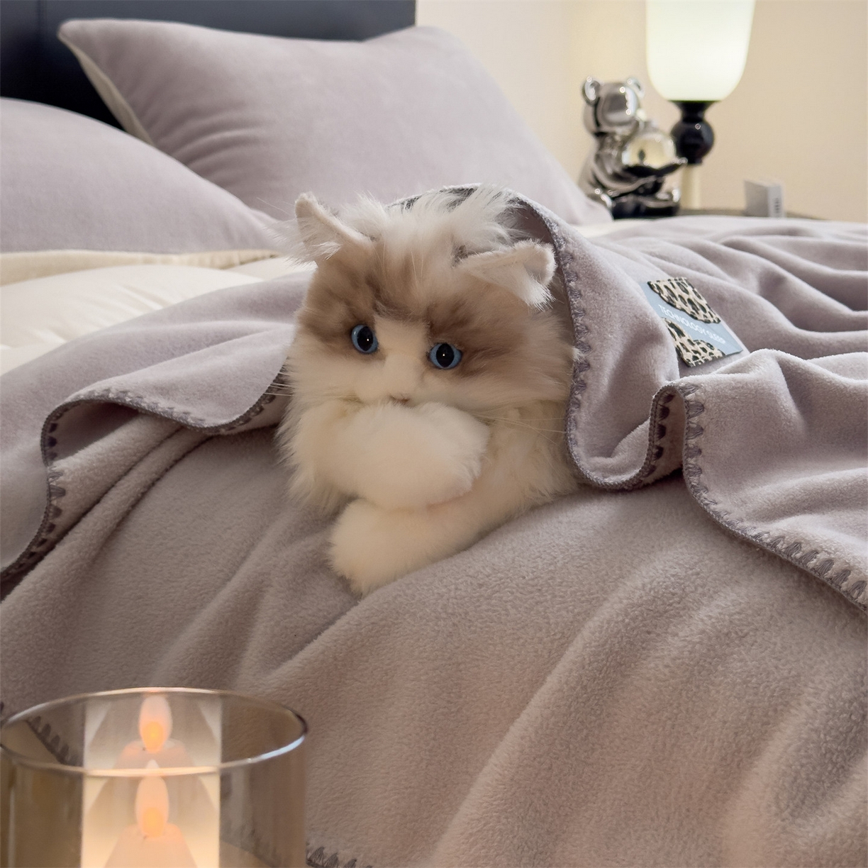 91家纺网 家纺一手货源 找家纺 丝幔家纺 2025新款A类羊棉绒原创设计毛毯系列 银灰