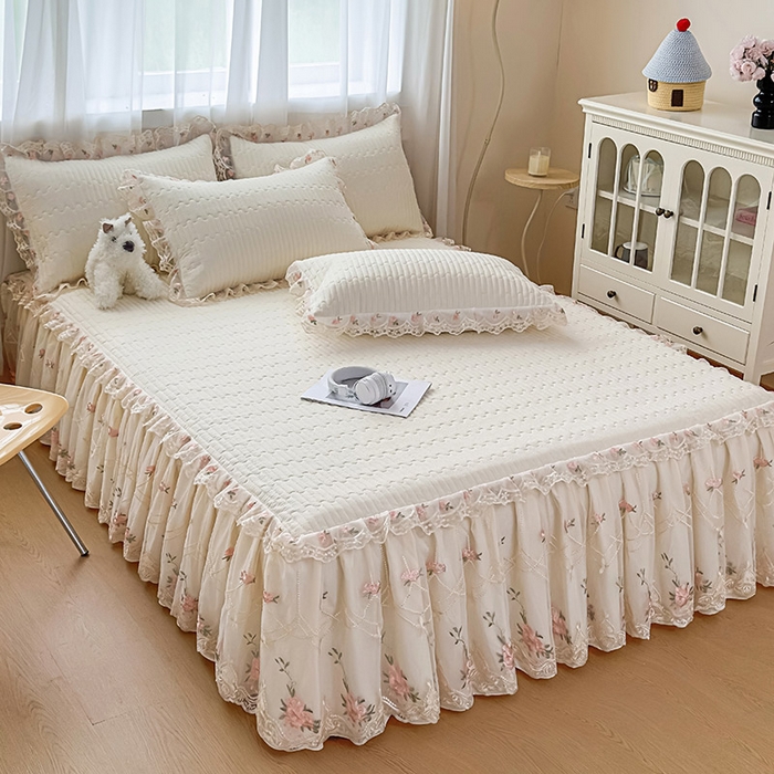 91家纺网 家纺一手货源 找家纺 （总）鼎丰家纺 2025新款皱皱纱床裙-蜜恋系列