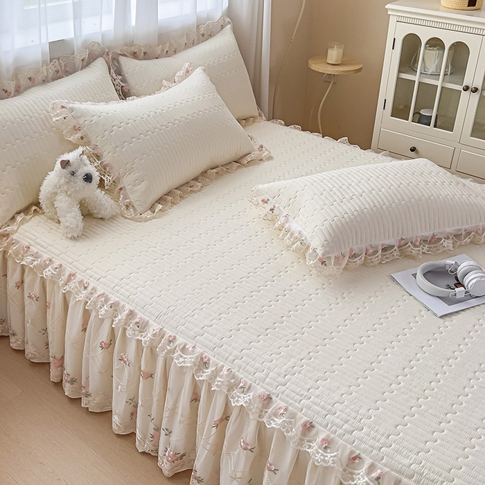 91家纺网 家纺一手货源 找家纺 （总）鼎丰家纺 2025新款皱皱纱床裙-蜜恋系列