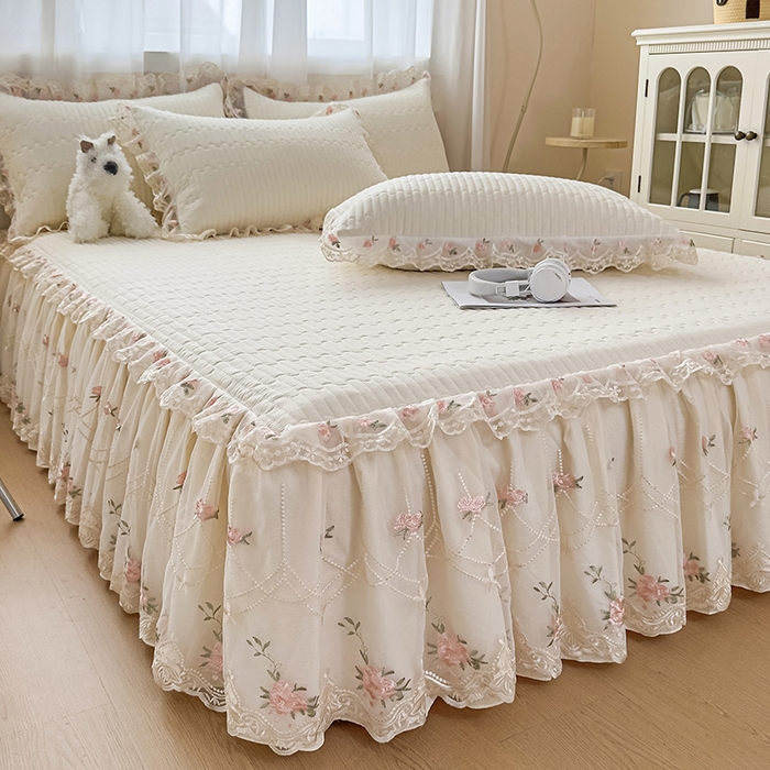 91家纺网 家纺一手货源 找家纺 （总）鼎丰家纺 2025新款皱皱纱床裙-蜜恋系列